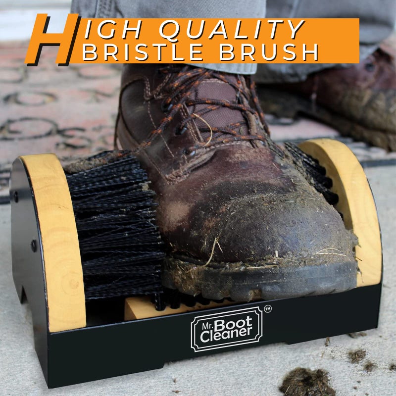 Mr. Boot Cleaner Heavy Duty Wooden Shoe Brush Cleaner Outdoor Floor Mount or Portable, Commercial Boot Scraper/Scrubber with Hardware - Image 5